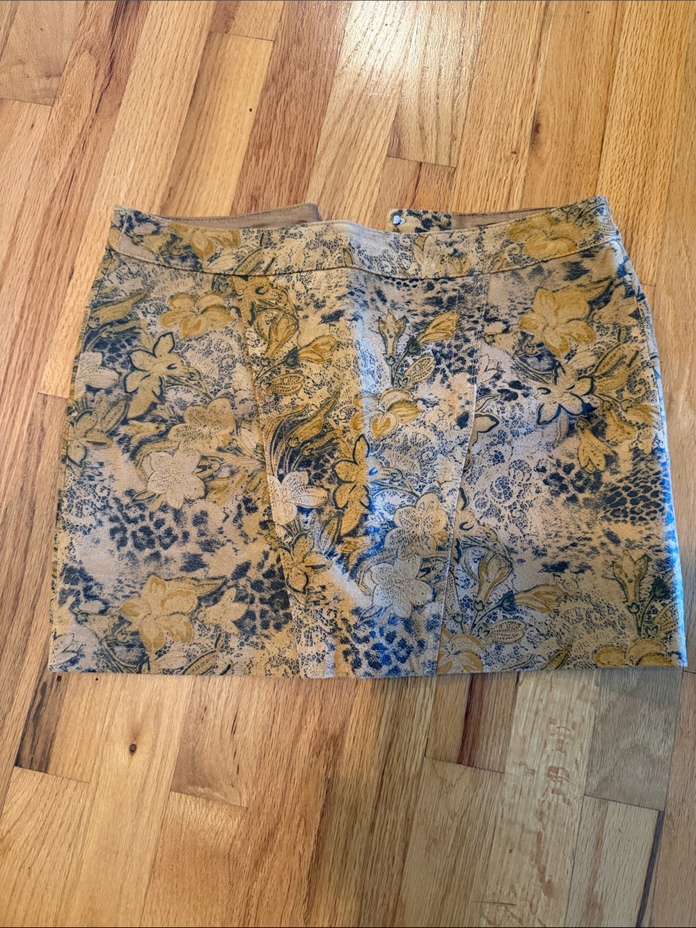 Express Floral Jacquard Mini Skirt in Yellow and Blue